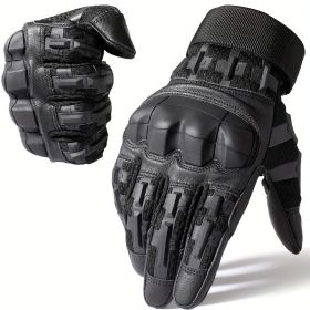 Tactical Gloves for Men - Touch Screen, Non-Slip, Full Finger Protection for Shooting, Airsoft, Military, Paintball, Motorcycle, Cycling, Hunting, Hik (Color: Black, size: L)